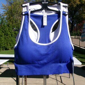 NWT 90 DEGREES BY REFLEX BLUE&WHITE SPORTS BRAS XL